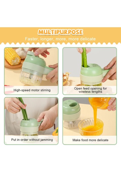 1pc-Beyaz 200ML 4 In1 Çok Fonksiyonlu Elektrikli Sebze Kesici Dilimleme Sarımsak Çamur Ezici Kıyıcı Kesme Presleme Mikser Gıda Dilim USB Şarj (Yurt Dışından) modelleri
