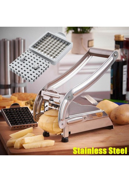 Şerit Patates Doğrayıcı Patates Kızartması Kesme Makinası Çok Fonksiyonlu Paslanmaz Çelik Sebze Meyve Doğrayıcı 2 Bıçaklı Mutfak Alet (Yurt Dışından) fırsatları