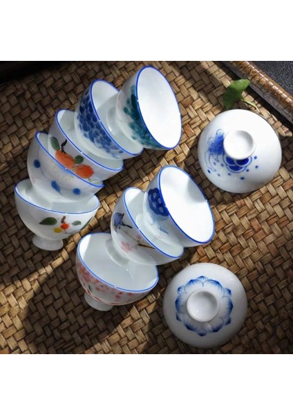 Stil 5 El-Boyalı Çay Bardağı Ev Tatlı Beyaz Porselen Kung Fu Çay Bardağı Ana Fincan Yaratıcı Pu'er Çay Bardağı Seramik Tek Fincan (Yurt Dışından) fırsatları