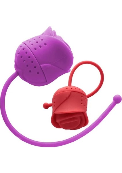 Kırmızı 1 Parça Çay Demlik Çanta Yapmak Süzgeç Filtre Gül Tutucu Drinkware Mutfak Silikon Kauçuk Organizatör Difüzör Çay Kaşığı Çiçek (Yurt Dışından)