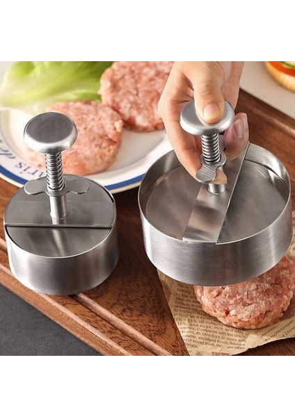 114 mm Manuel Pres Kalıp Izgara Kalbur Et Mutfak Gereçleri 304 Paslanmaz Çelik Hamburger Presi Burger Patty Maker Domuz Sığır Burger (Yurt Dışından) modelleri