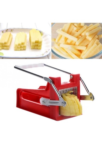Kırmızı Yeni Patates Cipsi Şerit Kesme Makinesi Üreticisi Dilimleme Kıyıcı 2 Bıçak Mutfak Alet Paslanmaz Çelik Patates Kızartması Kesiciler (Yurt Dışından) modelleri