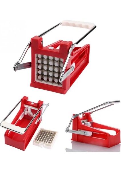 Kırmızı Yeni Patates Cipsi Şerit Kesme Makinesi Üreticisi Dilimleme Kıyıcı 2 Bıçak Mutfak Alet Paslanmaz Çelik Patates Kızartması Kesiciler (Yurt Dışından) fırsatları