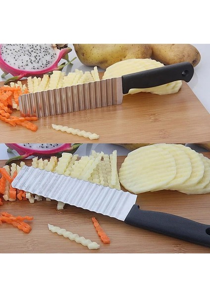 Siyah Paslanmaz Çelik Patates Cipsi Dilimleme Hamur Sebze Meyve Buruşuk Dalgalı Dilimleme Bıçağı Patates Kesici Kıyıcı Fransız Kızartma Makinesi Araçları (Yurt Dışından) modelleri