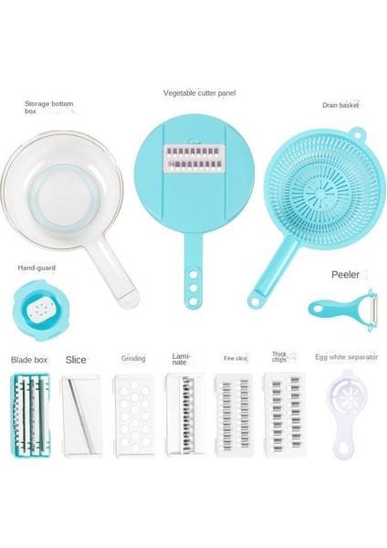 Saydam Mavi 12 Çok Fonksiyonlu Sebze Kesici Patates Dilimleyici Rende Dilimleme Mutfak Malzemeleri Ev Tel Kazıyıcı Silecek (Yurt Dışından)