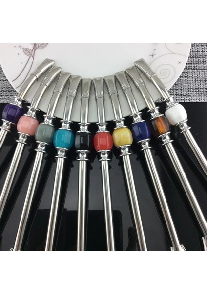 Sarı Pvc Çanta Yıkanabilir Içme Saman Kaşık Çay Filtresi Temizleme Fırçası ile Yerba Mate Çay Pipetleri Bombilla Kabak Yeniden Kullanılabilir Kahve Çay Araçları (Yurt Dışından)
