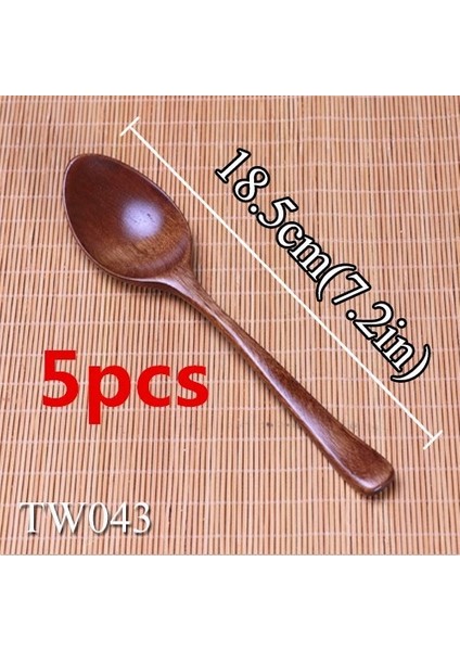 TW043 5 Adet Aset 5 Adet/grup Çevre Dostu Tahta Kaşık Bal Kahve Çay Colheres Çorba Kaşığı Ahşap Mutfak Eşyaları Çocuklar Için Çorba Kepçesi (Yurt Dışından)