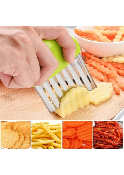 Yeşil 1 Adet Dilimleme Oluklu Çip Meyve Sebze Mutfak Aksesuarları Patates Kızartması Kesici Bıçak Dalgalı Patates Doğrayıcı Gadget Fransız (Yurt Dışından) indirimleri