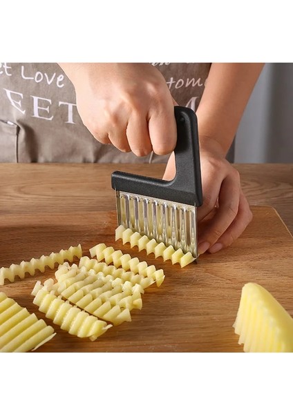 S3 Pembe 10.5x7.5 cm Paslanmaz Çelik Patates Cipsi Dilimleme Hamur Sebze Meyve Buruşuk Dalgalı Mutfak Bıçağı Patates Kesici Kıyıcı Fransız Fry Maker Araçları (Yurt Dışından) modelleri