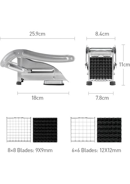 Gümüş Patates Doğrayıcı Patates Kızartması Kesme Makinası Sebze Araçları Parçalayıcı Salatalık Çok Paslanmaz Çelik Patates Dilimleme Mutfak Alet (Yurt Dışından)