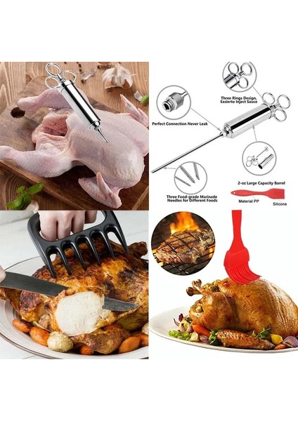 3 Adet Set Baharat Şırınga Turşusu Enjektör Et Baharat Enjektör Seti Izgara Hindi Sos Lezzet Iğne Pişirme Şırınga Mutfak Barbekü Aleti (Yurt Dışından)