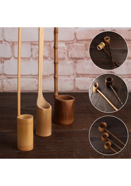 Stil 5 Kepçe Mutfak Ev Sofra Çay Aracı Kolu Kepçe Sauna Pota Su Banyo Bambu Kepçe Uzun Tören Bahçe Banyo (Yurt Dışından)