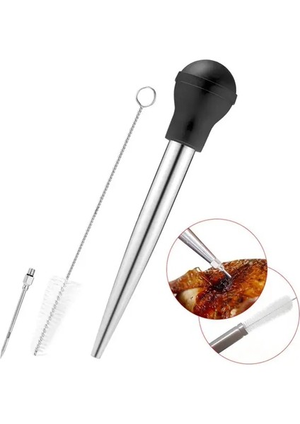 Siyah Hindi Baster Seti Et Enjektör Iğnesi, Hindi Temizleme Fırçası, Barbekü ve Hindi Kızartma Şırıngası (Yurt Dışından)