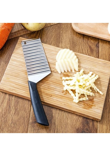 1 Adet Patates Dalgalı Kenarlı Bıçak Paslanmaz Çelik Mutfak Gadget Sebze Meyve Kesme Aleti Mutfak Aksesuarları Patates Kızartması Makinesi (Yurt Dışından)