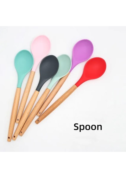 Kaşık 1 Pc Mor Spatula Silikon Maşa Kaşık Klip Gıda Kepçe Mutfak Aksesuarları Araçlar Gereçler Aracı Pasta Pişirme Dil Seti Ahşap Barbekü Kelepçesi (Yurt Dışından)