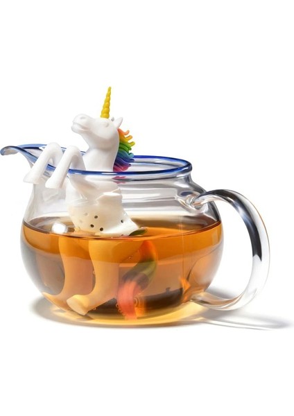 Açık Gri Çay Poşeti Gıda Sınıfı Yaprak Bitkisel Baharat Filtresi 1 Adet Tek Boynuzlu Şekil Çay Demlik Süzgeçleri Yaratıcı Filtre Gevşek Silikon Filtre (Yurt Dışından)