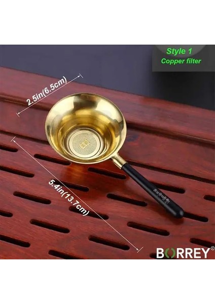 Stil 1 (1 Adet) Borrey Bakır Çay Demlik Yeniden Kullanılabilir Kahve Filtresi Kung Fu Çay Seti Bakır Süzgeçler Kupa Demlik Saplı Teaware Aksesuarları (Yurt Dışından)