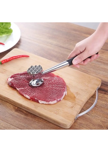 Gümüş - Siyah Katı Gevşek Et Çekiç Ev Kırık Kas Gevşek Et Iğnesi Mutfak Çekiç Et Çekiç Biftek Domuz Pirzolası Tavuk Steakhammer (Yurt Dışından)