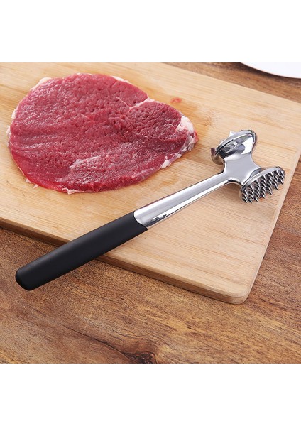 Gümüş - Siyah Katı Gevşek Et Çekiç Ev Kırık Kas Gevşek Et Iğnesi Mutfak Çekiç Et Çekiç Biftek Domuz Pirzolası Tavuk Steakhammer (Yurt Dışından)