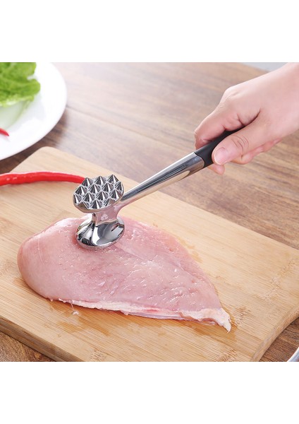 Gümüş - Siyah Katı Gevşek Et Çekiç Ev Kırık Kas Gevşek Et Iğnesi Mutfak Çekiç Et Çekiç Biftek Domuz Pirzolası Tavuk Steakhammer (Yurt Dışından)