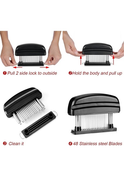 Beyaz A 48 Bıçaklar Iğne Et Tenderizer Paslanmaz Çelik Bıçak Et Sığır Biftek Tokmak Et Tenderizer Çekiç Pounder Pişirme Araçları (Yurt Dışından)