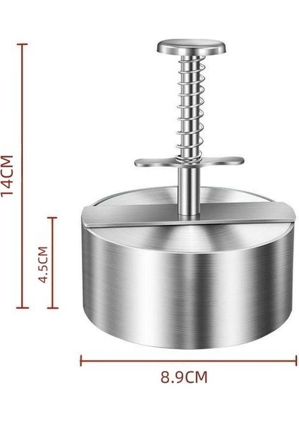 Çap 8.9 cm Hamburger Patty Maker Basın 304 Paslanmaz Çelik Yapışmaz Yuvarlak Manuel Pirinç Topu Kalıbı Kalınlığı Ayarlanmış Mutfak Sığır Barbekü Araçları (Yurt Dışından)