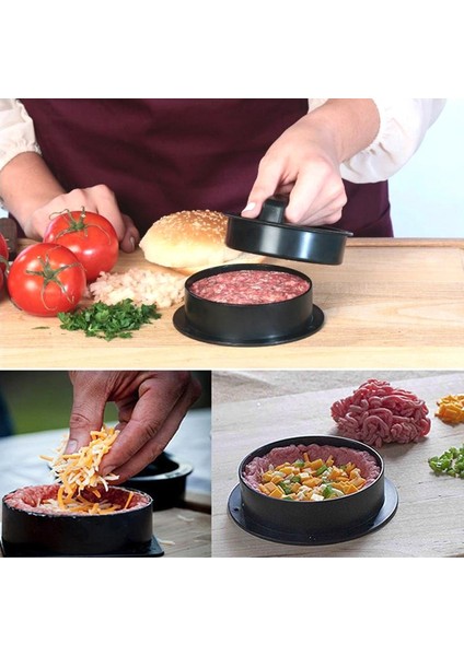 Siyah Maker Yuvarlak Hamburger Presi Yapışmaz Amburger Makinesi Burger Presi Patty Kalıp Et Sığır Izgara Pişirme Aracı Mutfak Aksesuarları (Yurt Dışından) indirimleri