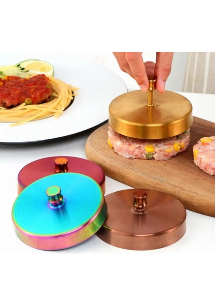 Gümüş 1 Adet Renk Ev Mutfak Eşyaları Basın Etli Turta Kalıp Kalınlaşmış Paslanmaz Çelik Metal Köfte Sığır Burger Et Pres Kalıp (Yurt Dışından)