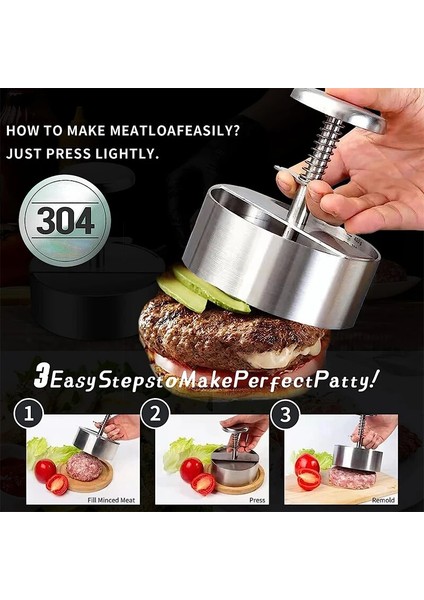 8.8 cm (3.5 Inç) Yuvarlak Hamburger Et Presi Ayarlanabilir Burger Patty Maker Yapışmaz Patty Yapma Kalıpları Izgara Kalbur Et Aracı Mutfak Aksesuarı (Yurt Dışından) indirimleri