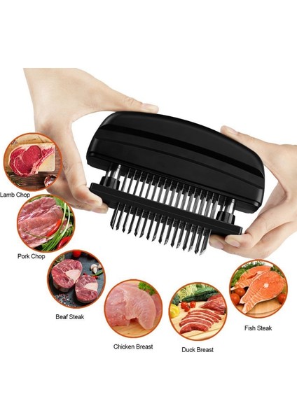 Sıyah 48 Bıçak Iğne Et Tenderizer Paslanmaz Çelik Bıçak Et Sığır Biftek Tokmak Et Tenderizer Çekiç Pounder Pişirme Araçları (Yurt Dışından) indirimleri
