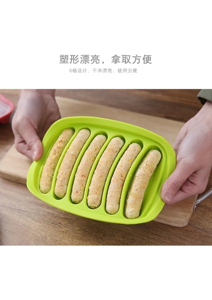 Yeşil Sosis Makinesi Kalıp 6 Izgaralar Silikon Dıy Jambon Hot Dog Kapaklı Kalıplar Yapma Mutfak Ev Sosis Kek Pişirme Araçları Kalıpları (Yurt Dışından)