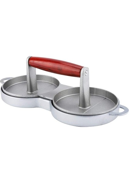 Gümüş Gri Yapışmaz 2 Yuva Burger Presi Alüminyum Yuvarlak Hamburger Presleri Sığır Burger Makinesi Kalıp Metal Pişirme Aracı Et Sığır Mutfak Aletleri (Yurt Dışından)