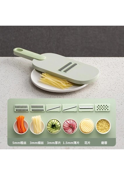 Yeşil - Altı Bıçaklı 3'ü 1 Arada / 6'sı 1 Arada Çok Fonksiyonlu Sebze Dilimleyici Kesici Öğütücüler El Koruyuculu Dilimleyici Meyve Patates Doğrayıcı Havuç Rendesi (Yurt Dışından)