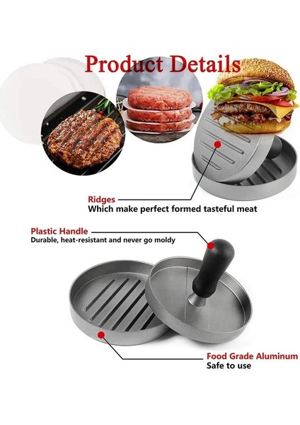 Gri Metal Hamburger Et Presi Manuel Burger Şekillendirme Makinesi Profesyonel Patty Pirinç Topu Kalıp Yardımcı Mutfak Aletleri (Yurt Dışından) indirimleri