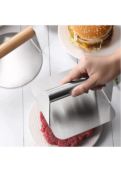 Kare Hamburger Presi 304 Paslanmaz Çelik Yapışmaz Et Sığır Izgara Burger Presi Patty Maker Hamburger Makinesi Mutfak Malzemeleri (Yurt Dışından)