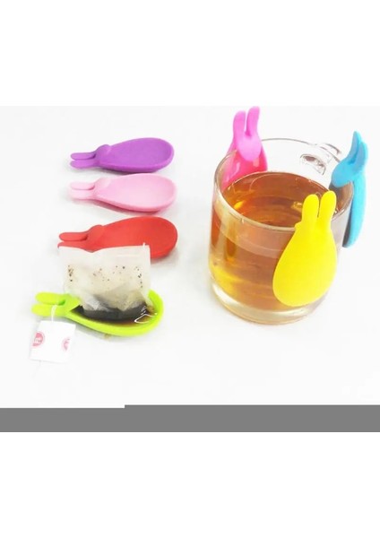 Rastgele 1 Adet 1/3 Adet Tavşan Şekli Silikon Çay Poşeti Klipleri Tutucu Sofra Demlik Dekorasyon Drinkware Rastgele Renk Bardak Kupa Asılı Çay Poşeti (Yurt Dışından)