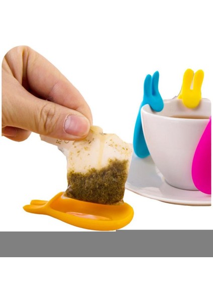 Rastgele 1 Adet 1/3 Adet Tavşan Şekli Silikon Çay Poşeti Klipleri Tutucu Sofra Demlik Dekorasyon Drinkware Rastgele Renk Bardak Kupa Asılı Çay Poşeti (Yurt Dışından)