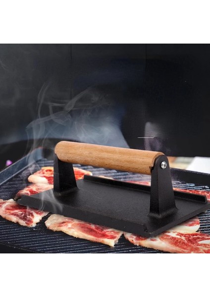 Siyah Ağır Biftek Ağırlığı/pastırma Mutfak Ahşap Demir Pres Sınıfı Düz Ticari Burger Ağır Saplı, Döküm Pres Izgara (Yurt Dışından) fiyatları