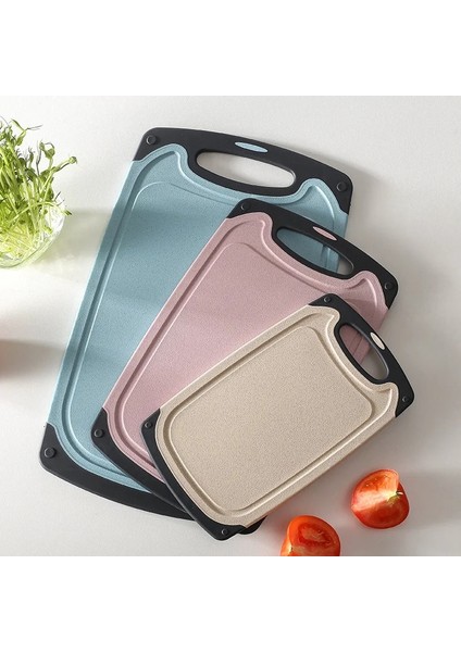 Bej 24X39.8 cm 1 Adet Kesme Tahtası Çok Fonksiyonlu Buğday Samanı Sebze Et Kesme Tahtası Blokları Asılı Kol Spilover Önleme Oluk (Yurt Dışından)
