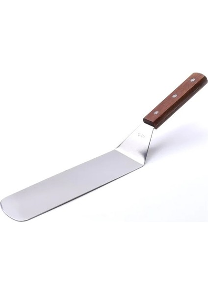 B Ahşap Saplı Biftek Pizza Pasta Gümüş Spatula Izgara Pişirme Gereçler Paslanmaz Çelik Barbekü Kazıma Gözleme Kalbur Mutfak Aracı Alet (Yurt Dışından)