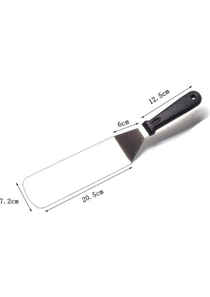 B Ahşap Saplı Biftek Pizza Pasta Gümüş Spatula Izgara Pişirme Gereçler Paslanmaz Çelik Barbekü Kazıma Gözleme Kalbur Mutfak Aracı Alet (Yurt Dışından)