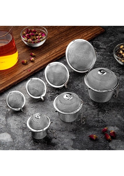 M 6x6.5 cm 3 Boyutları Baharat Baharat Çanta Çay Süzgeci Zincirli Kapak Paslanmaz Çelik Tel Örgü Topu Çay Kahve Filtre Sepeti Demlik Araçları (Yurt Dışından) fiyatları