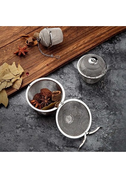 M 6x6.5 cm 3 Boyutları Baharat Baharat Çanta Çay Süzgeci Zincirli Kapak Paslanmaz Çelik Tel Örgü Topu Çay Kahve Filtre Sepeti Demlik Araçları (Yurt Dışından) modelleri