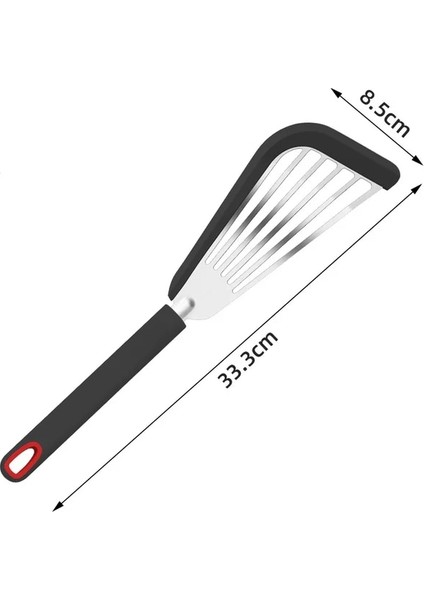 Silikon-Siyah Kızartma Spatula Silikon Sızdıran Kürek Balık Dilimi Tencere Pişirme Gereçleri Sığır Yumurta Mutfak Kazıyıcı Yapışmaz Spatula Mutfak Gereçleri (Yurt Dışından)
