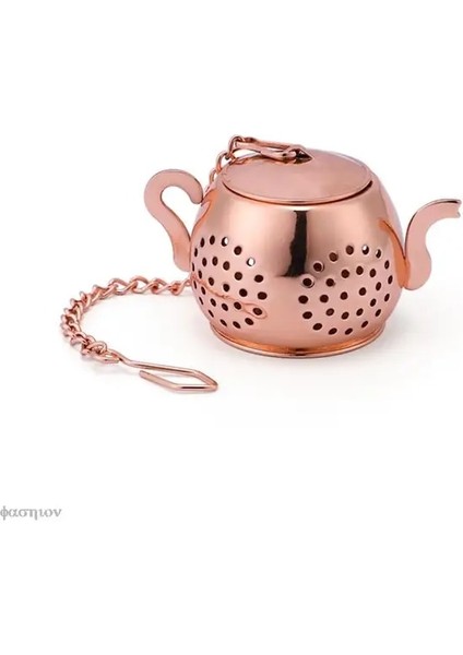 HG68694LCQ2 5.2x3 cm Metal Çay Süzgeç Çaydanlık Şekli Gevşek Çay Demlik Yaprak Çay Makinesi Süzgeç Zincir Damlama Tepsisi Paslanmaz Çelik Bitkisel Baharat Filtresi (Yurt Dışından)
