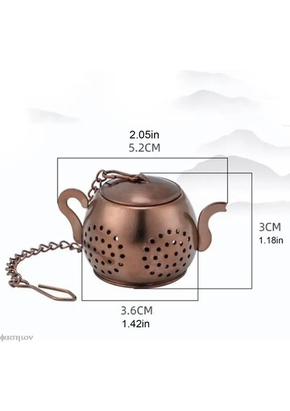 HG68694LCQ2 5.2x3 cm Metal Çay Süzgeç Çaydanlık Şekli Gevşek Çay Demlik Yaprak Çay Makinesi Süzgeç Zincir Damlama Tepsisi Paslanmaz Çelik Bitkisel Baharat Filtresi (Yurt Dışından)