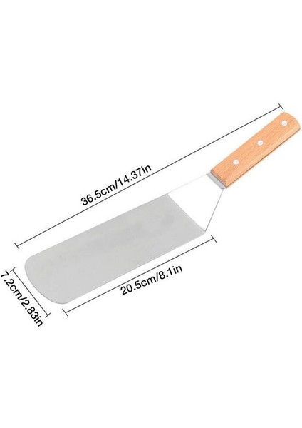 Genişletilmiş Paslanmaz Çelik Kızartma Küreği Gözleme Pizza Küreği Ahşap Saplı Kızartma Spatula Ev Biftek Kürek Pizza Çeviriciler Barbekü Araçları (Yurt Dışından)