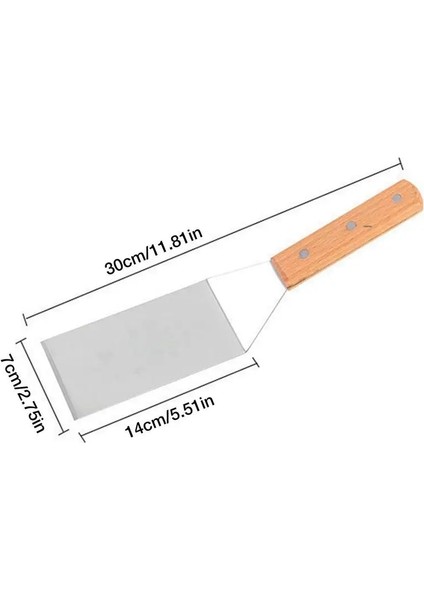 Genişletilmiş Paslanmaz Çelik Kızartma Küreği Gözleme Pizza Küreği Ahşap Saplı Kızartma Spatula Ev Biftek Kürek Pizza Çeviriciler Barbekü Araçları (Yurt Dışından) fırsatları