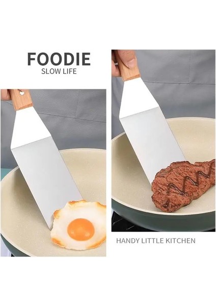 Genişletilmiş Paslanmaz Çelik Kızartma Küreği Gözleme Pizza Küreği Ahşap Saplı Kızartma Spatula Ev Biftek Kürek Pizza Çeviriciler Barbekü Araçları (Yurt Dışından) indirimleri