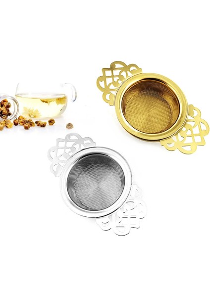 Gümüş Çay Demlikler Çift Kulak Kolları Baharat Filtresi Damlama Kasesi ile Gevşek Yaprak Çay Süzgeci Dayanıklı Güvenilir Paslanmaz Çelik Çay Takımı (Yurt Dışından) fırsatları